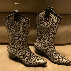 Capellini New York Leopard Cowboy Rubber Rain Boots